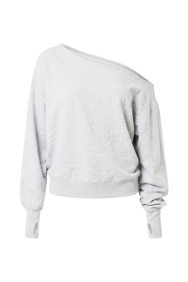 SoftTerry Off Shoulder Sweatshirt, Spring Grey Mix, large