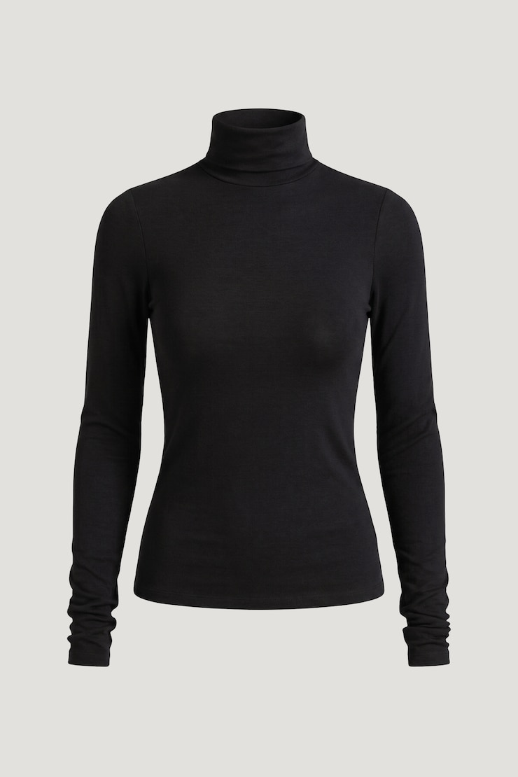 Fitted Turtleneck Top Jet Black large