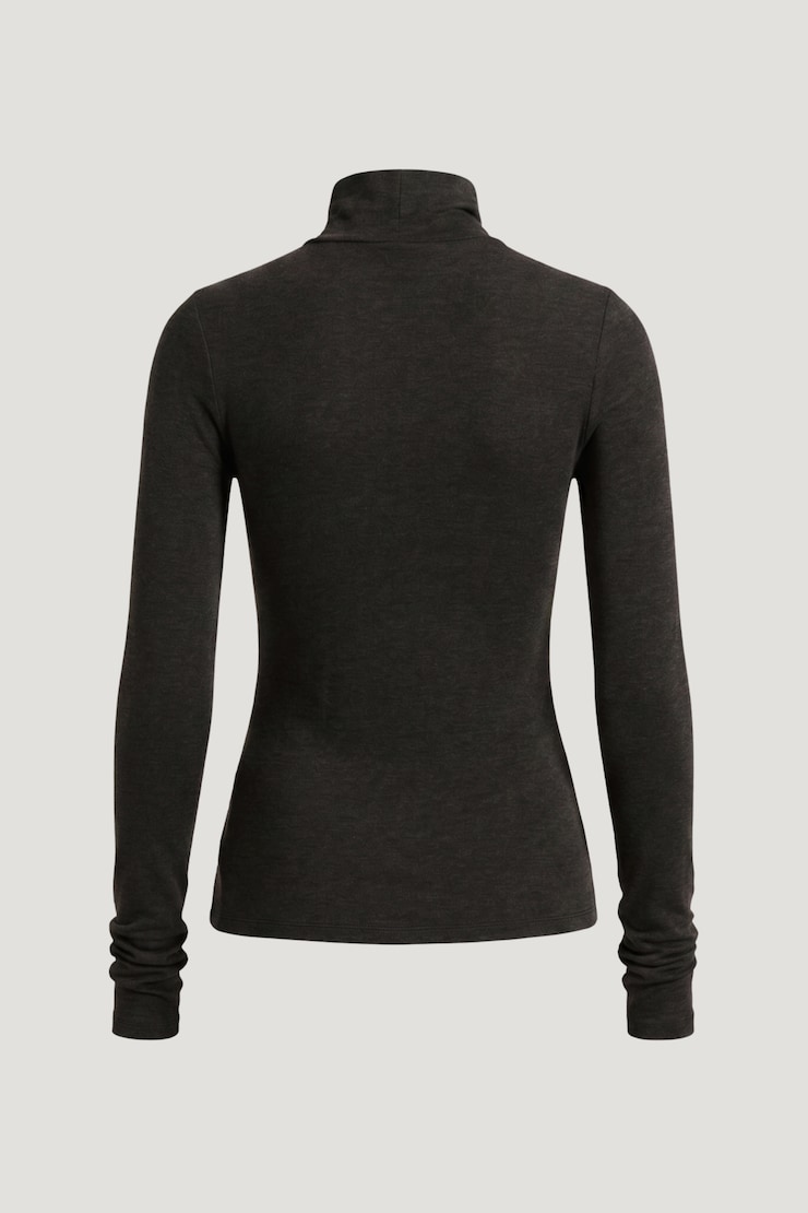 Fitted Turtleneck Top Carbon Grey Melange large