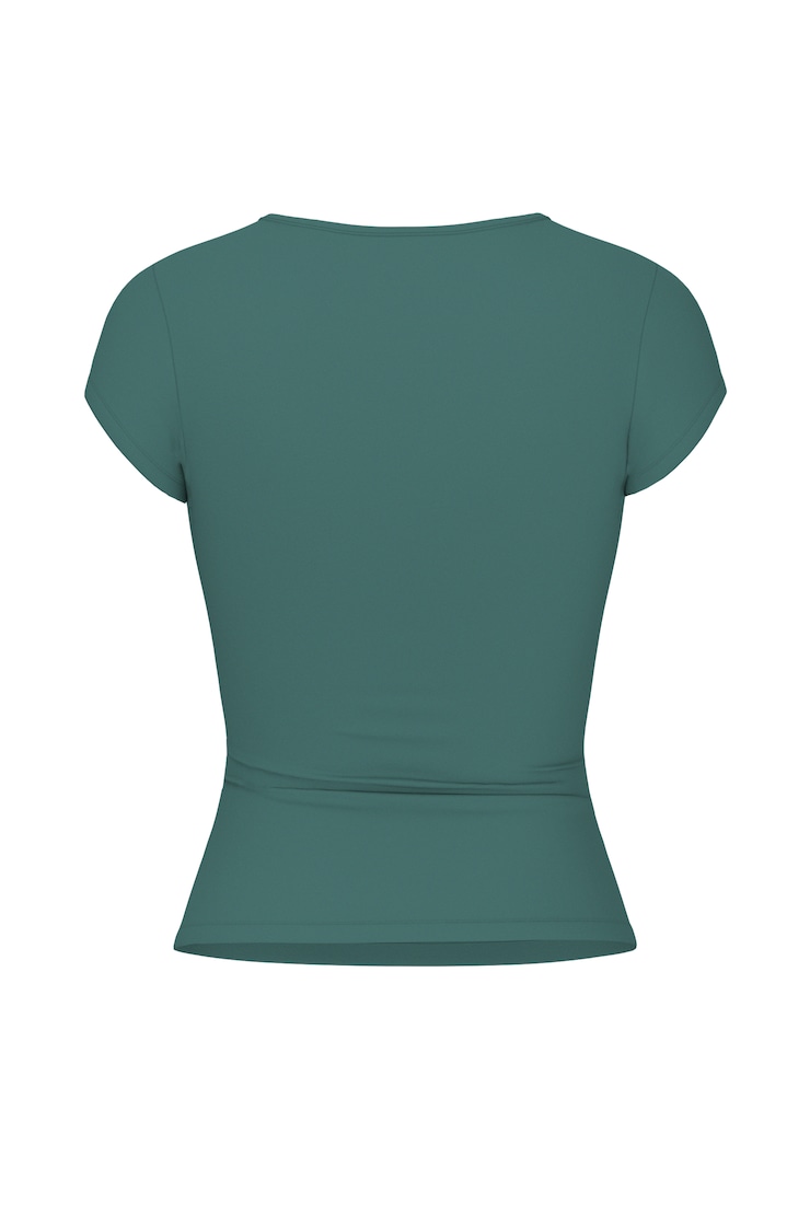 T-shirt Sleek à col rond, Tentation sarcelle, large