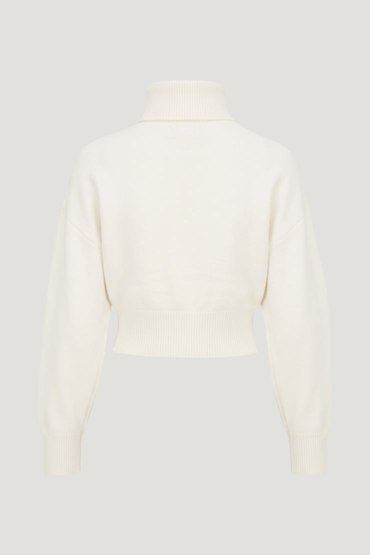 Ellora Cropped Turtleneck Sweater Snow White large