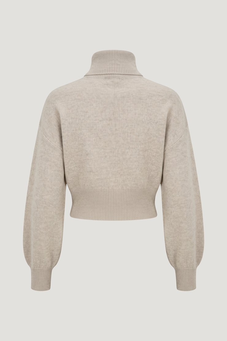 Ellora Cropped Turtleneck Sweater Atmosphere Melange Beige large