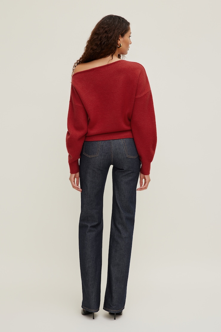 Lola Off Shoulder Sweater Savvy Red large