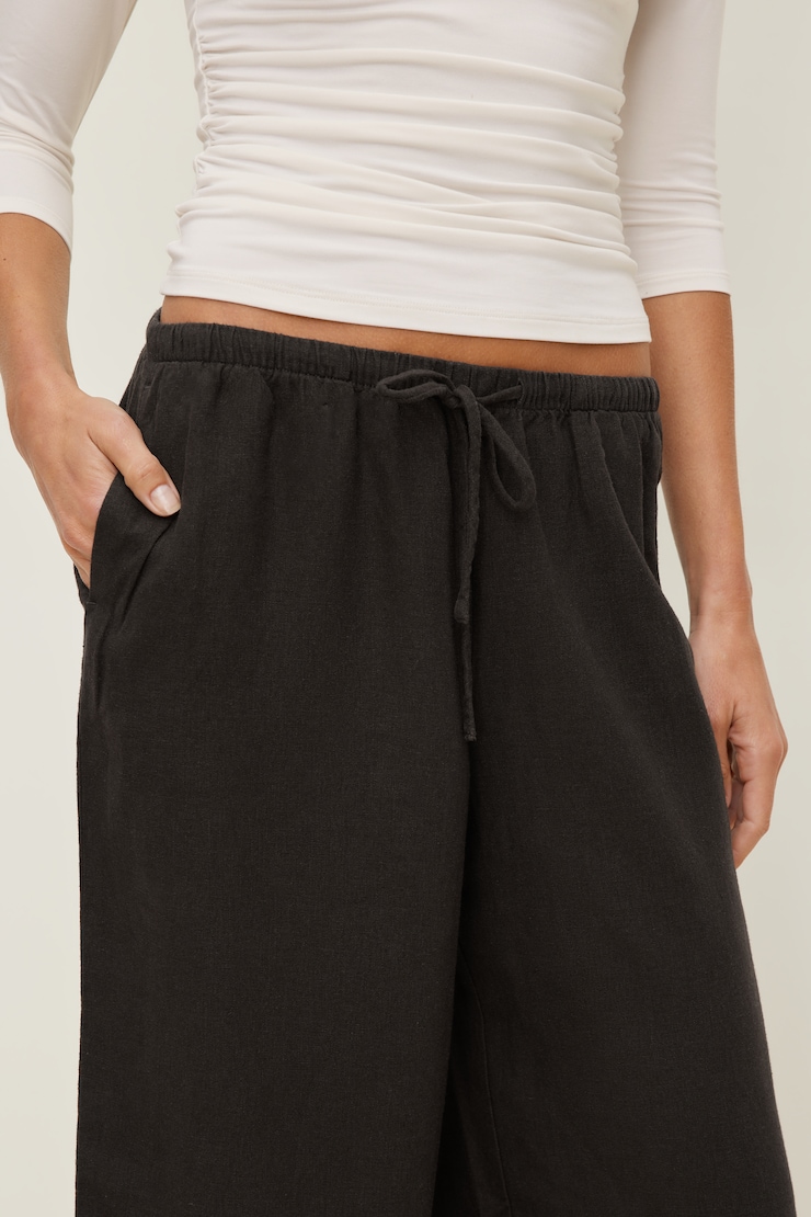 Leo Linen Capri Pants Chocolate Torte Brown large