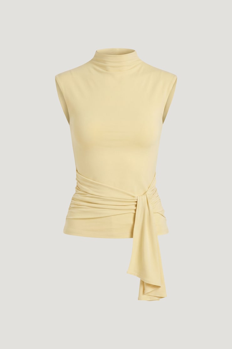 Sculpt Draped Scarf Top Pale Yellow large