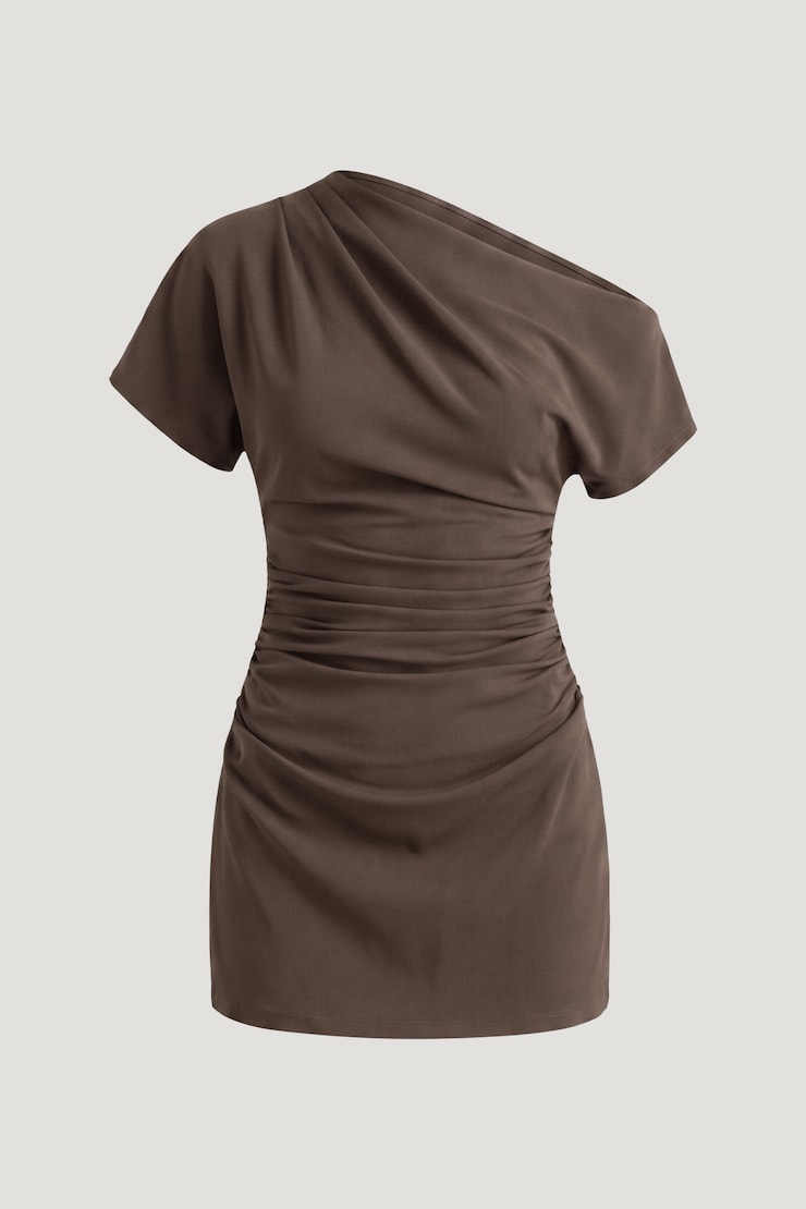 Alexa Cotton Mini Dress Light Mocha Brown large