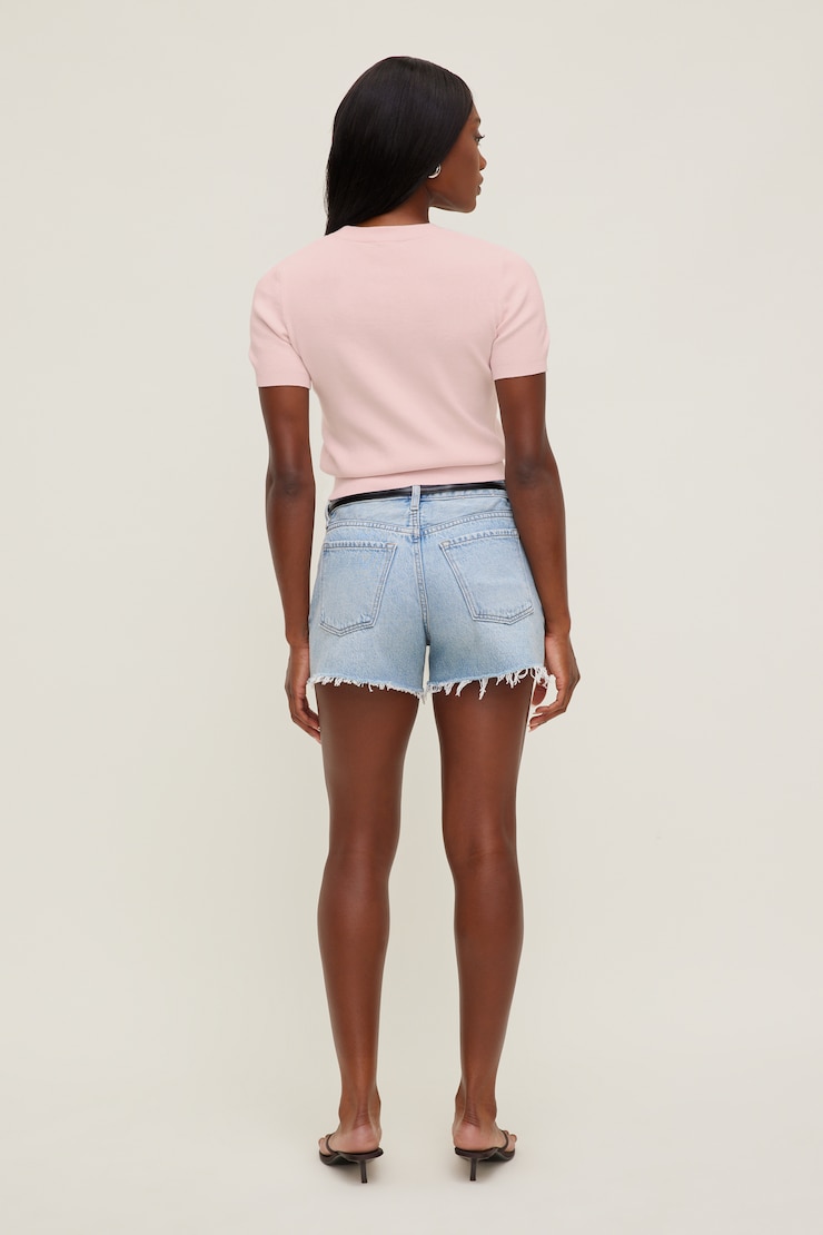 Clara Short Sleeve Sweater Pale Lilac Pink large