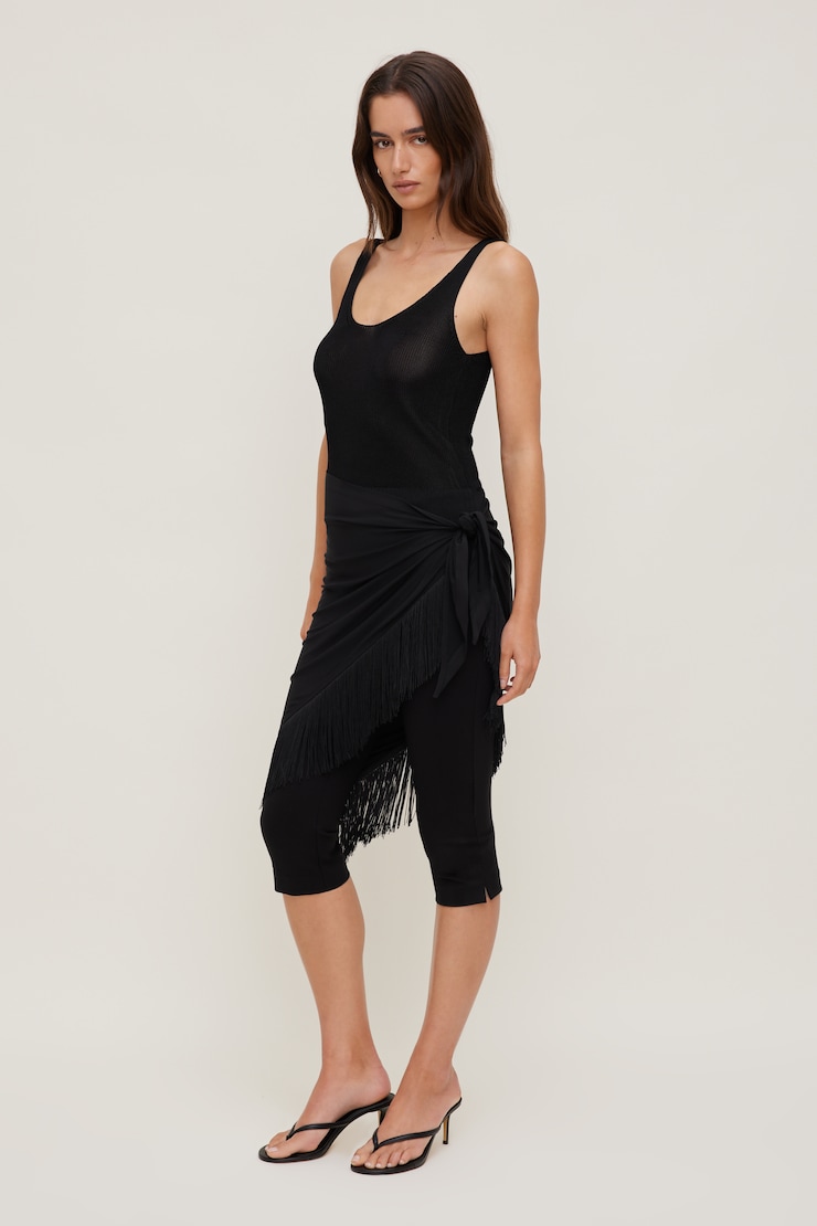 Fringe Triangle Scarf Jet Black large