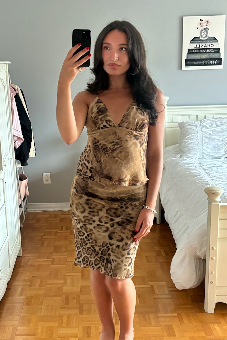 Esther Georgette Midi Skirt Leopard Brown large
