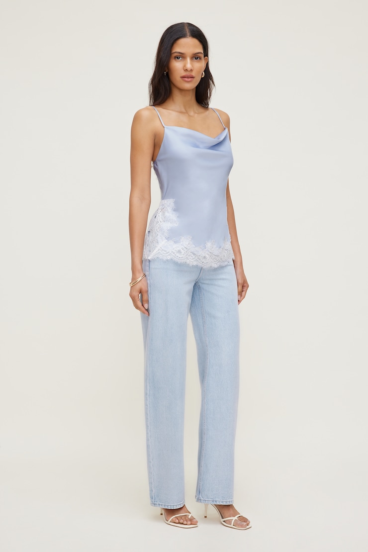 Madi Lace Satin Cami Top Heather Blue large