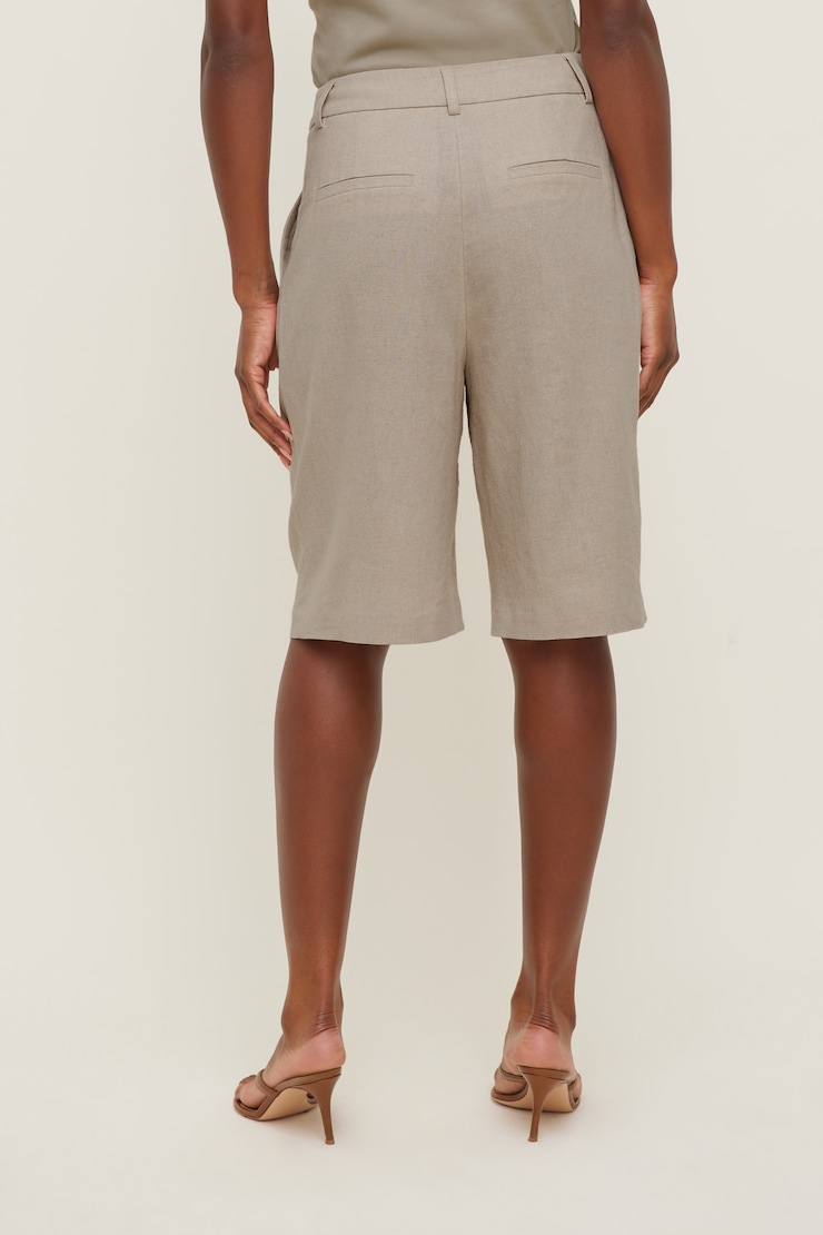 Linen High Rise Bermuda Shorts