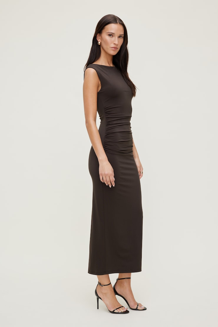 Brie Sculpt Maxi Dress Chocolate Torte Brown large