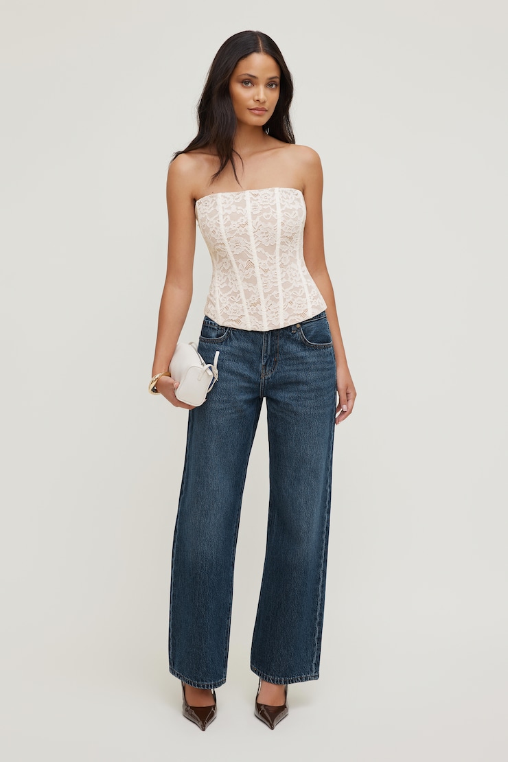 Haut corset en dentelle Crème sel de mer large