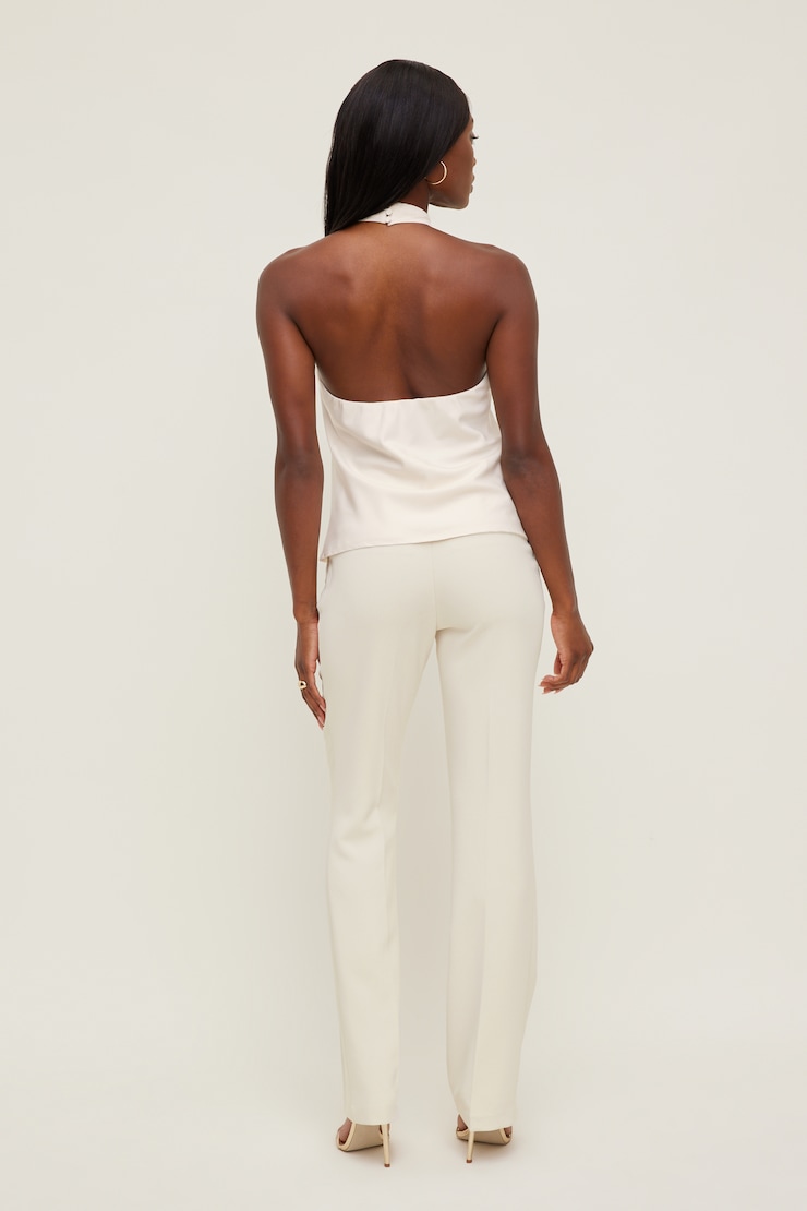 High Rise Slim Straight Leg Pants Polished Pearl Beige large