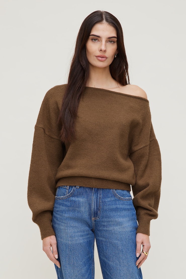 Lola Off Shoulder Sweater Cocoa Brown large