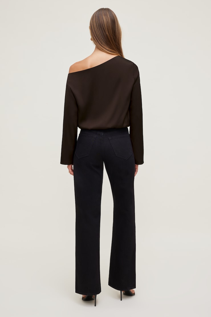 Off Shoulder Satin Blouse Purple | Dynamite
