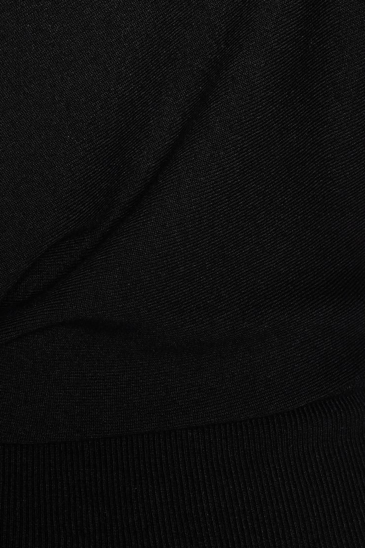 Off Shoulder Short Sleeve Cinch Waist Top, Jet Black, large