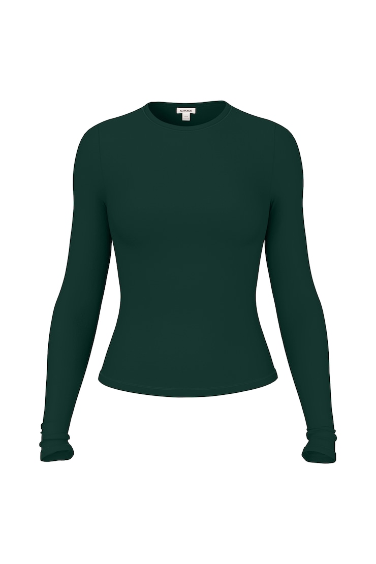 Baretouch Crewneck Long Sleeve Top, Green Envy, large