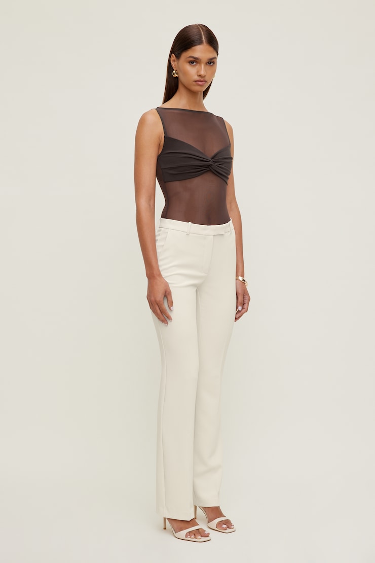 Kai Sheer Mesh Bodysuit Java Brown large