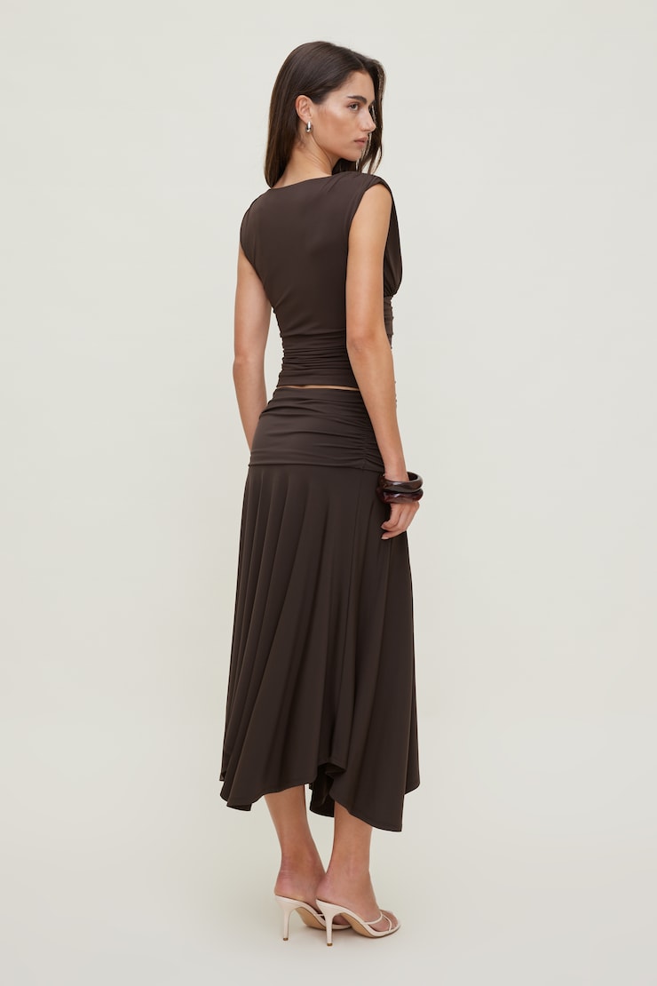 Sculpt Asymmetric Midi Skirt Java Brown large