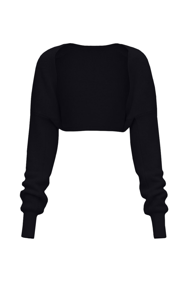 Long Sleeve Shrug Cardigan, Jet Black, large