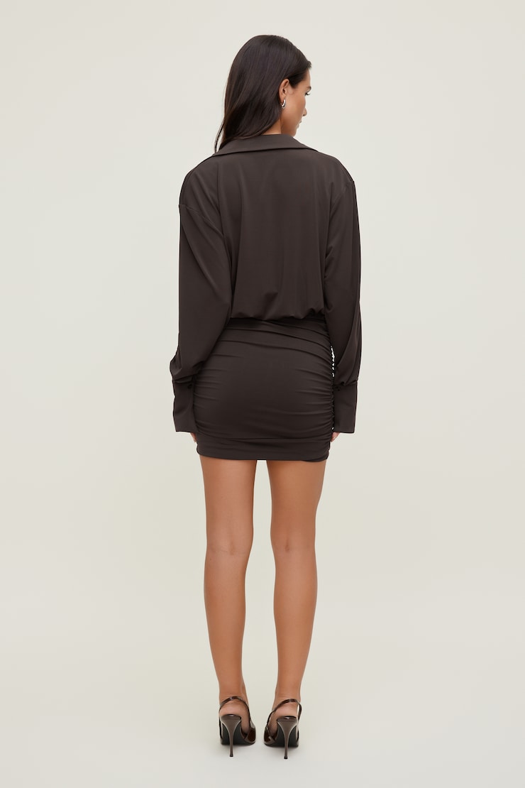 Sculpt Mini Shirt Dress Java Brown large