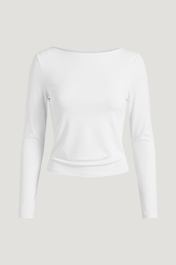 Nola Sculpt Long Sleeve Top Bright White large