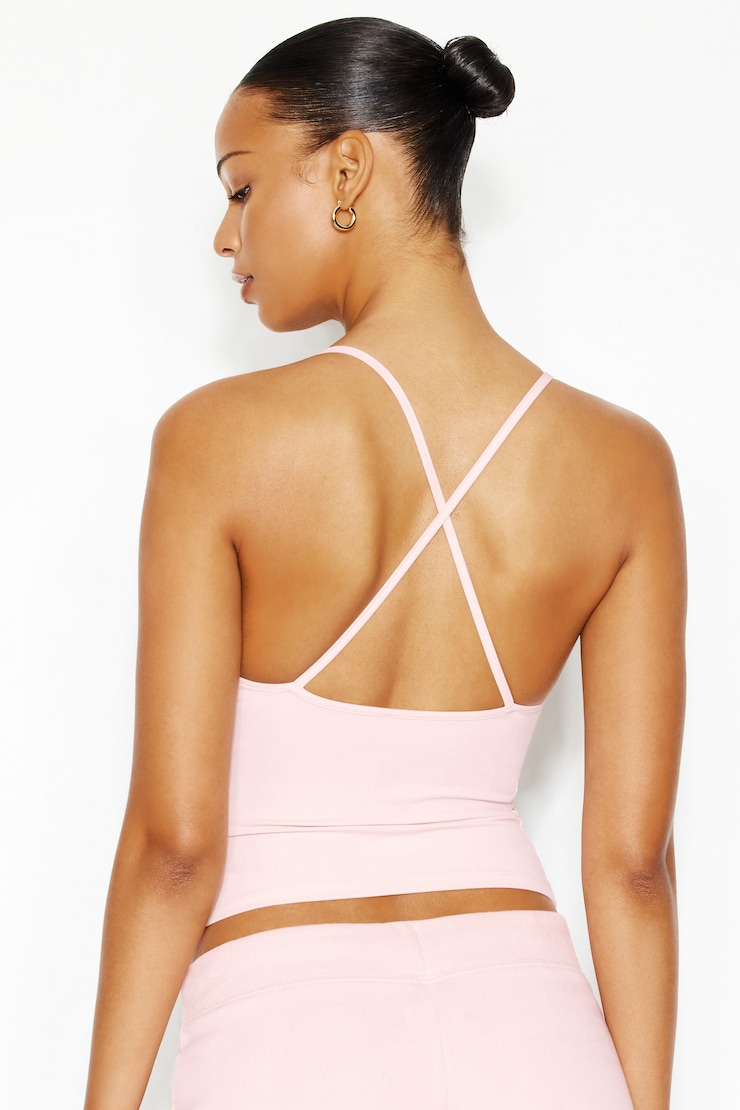 Sleek Underbust Crossback Cami Top, Pink, large