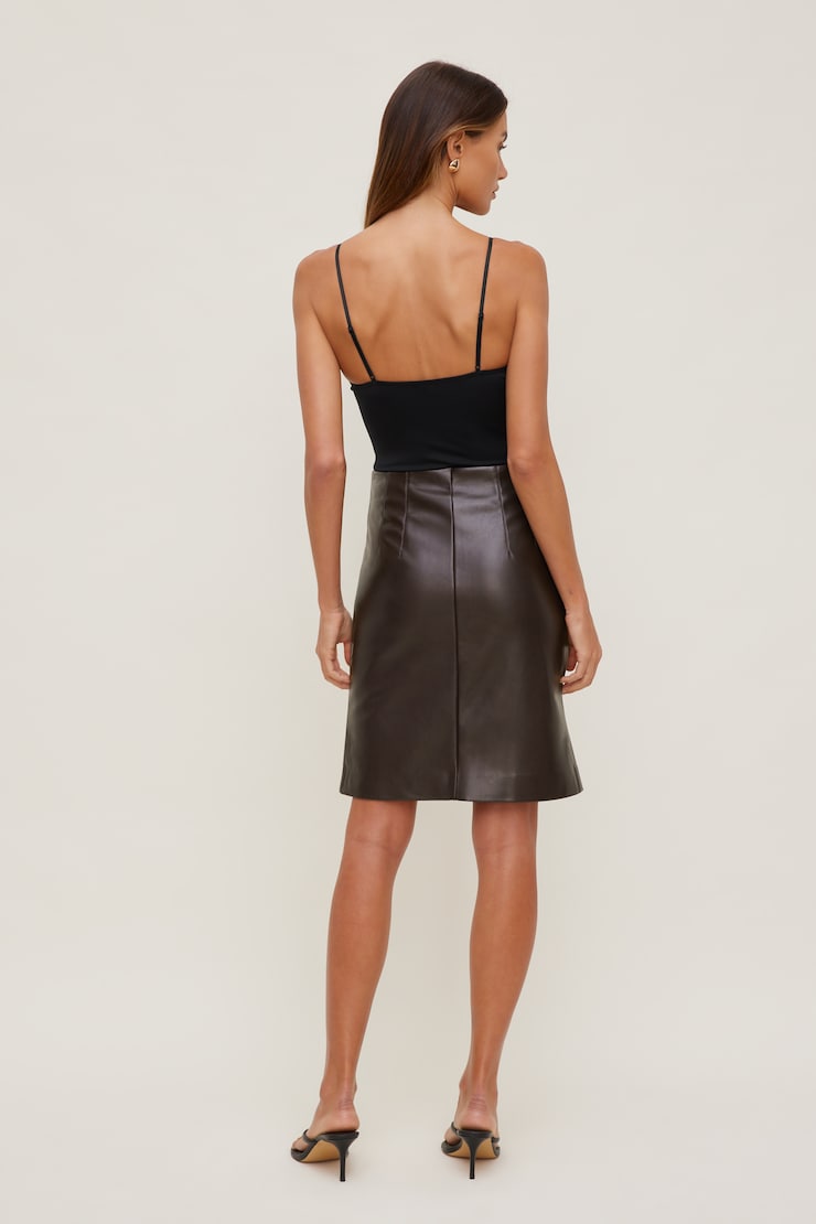 Faux Leather Midi Skirt French Mole Brown large