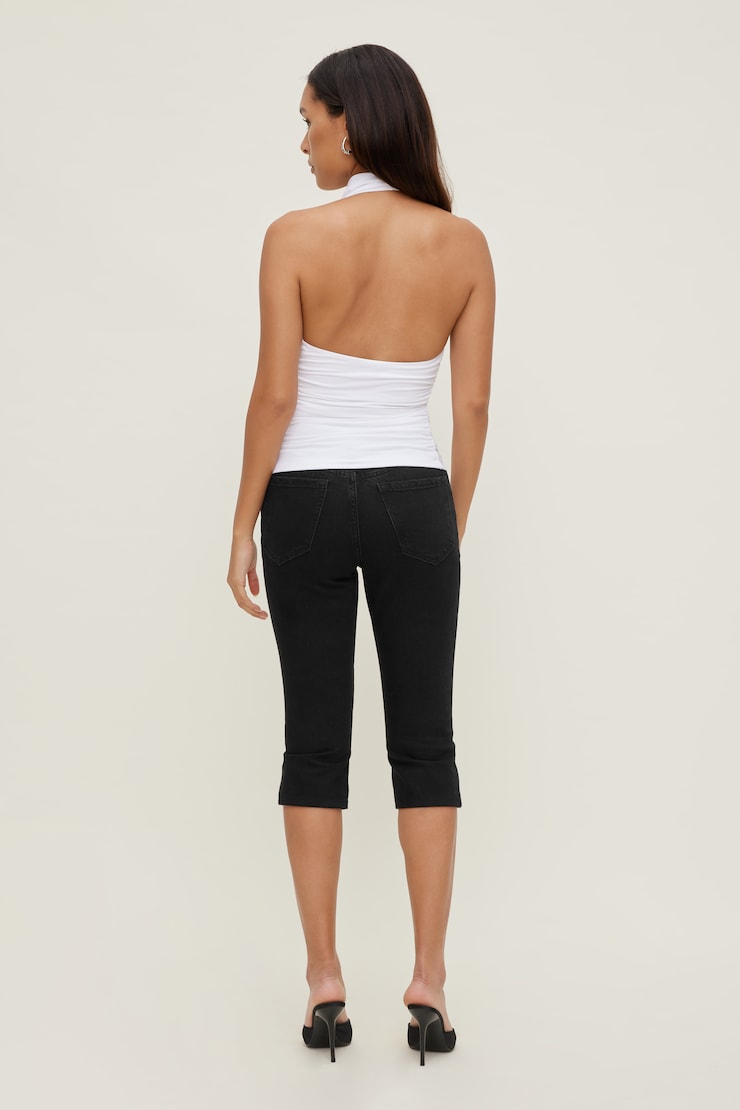 Stretch High Rise Slim Capri Jeans Dark Indigo / Smokey Black large