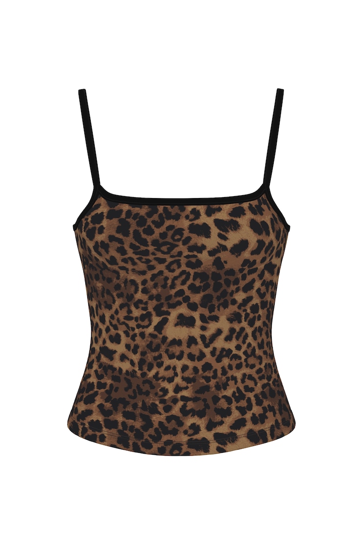 Sleek Scoop Cami Top, Untamed Leopard Brown, large