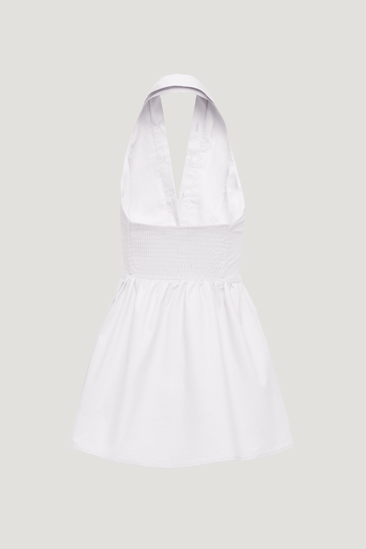 Poplin Halter Mini Dress Bright White large