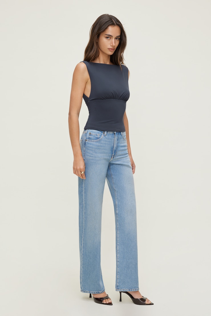Sculpt Cinched Waist Top India Ink Grey large