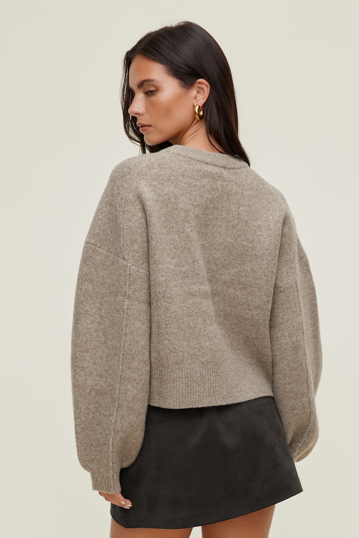 Rylie Balloon Sleeve Sweater Chalet Brown Melange large
