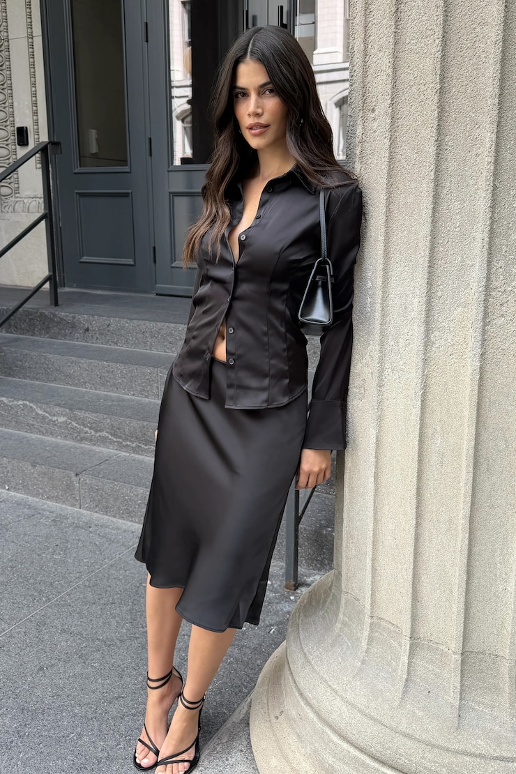 Esther Satin Midi Skirt