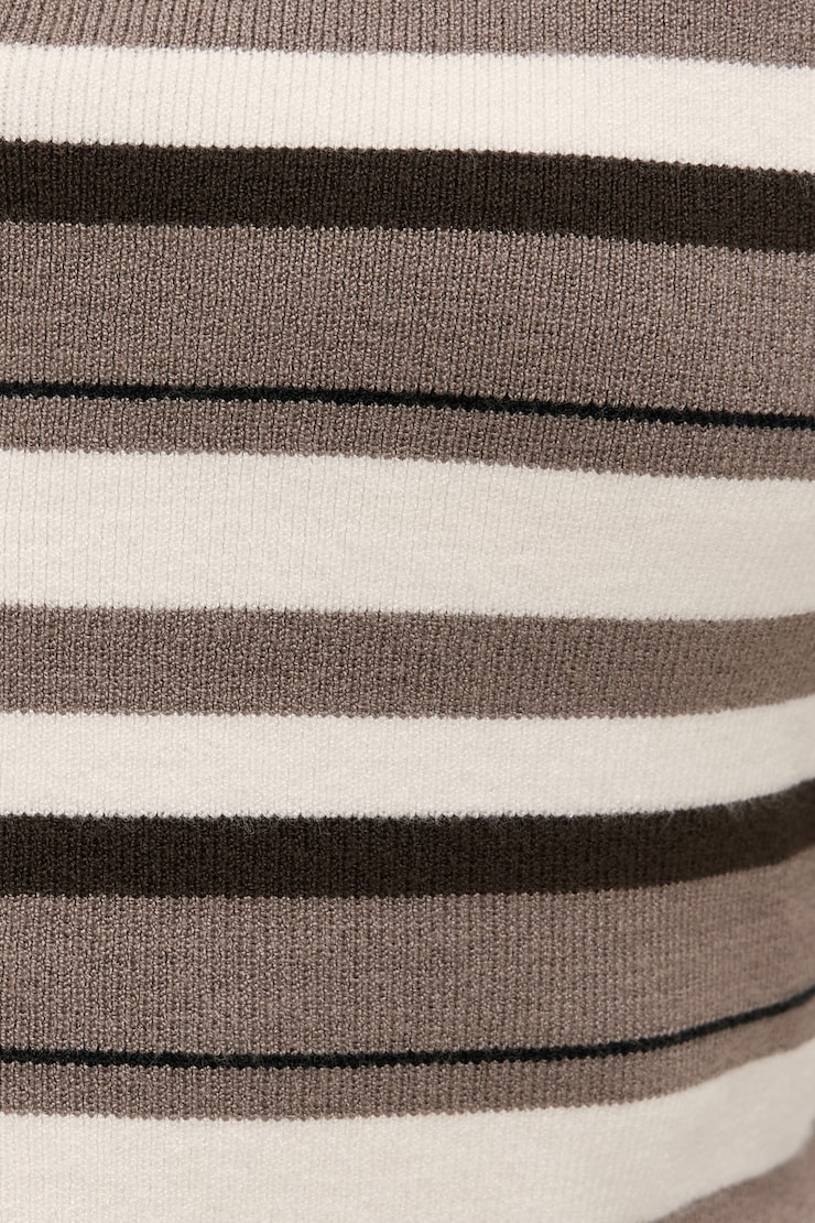 Rebecca Crewneck Cardigan Brown White Stripes large