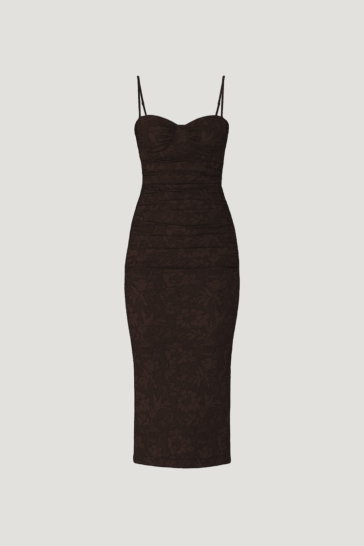 Mona Jacquard Midi Dress Java Brown large