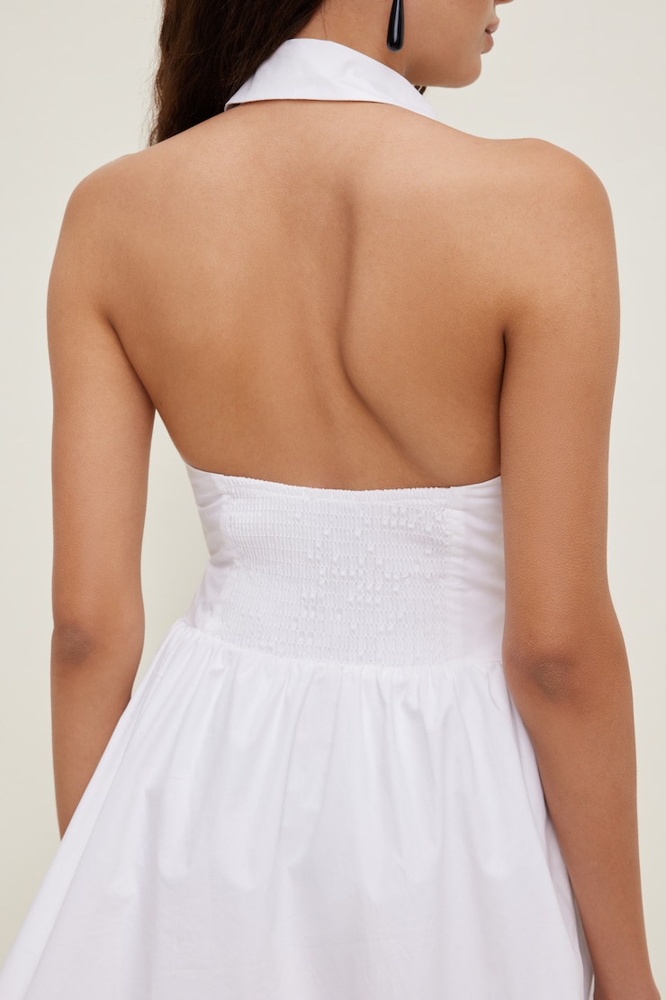Poplin Halter Mini Dress Bright White large