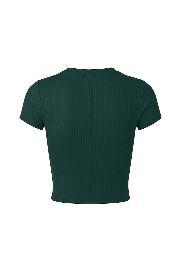 SnatchRib Cropped Crewneck T-Shirt, Green Envy, large