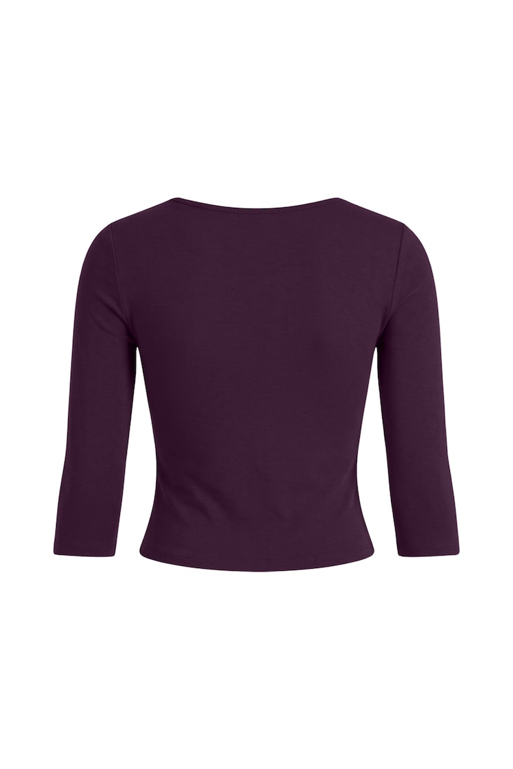 Plunge 3/4 Sleeve Top, Wild Berry Maroon, large