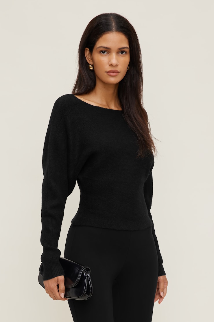 Cinched Boat Neck Sweater