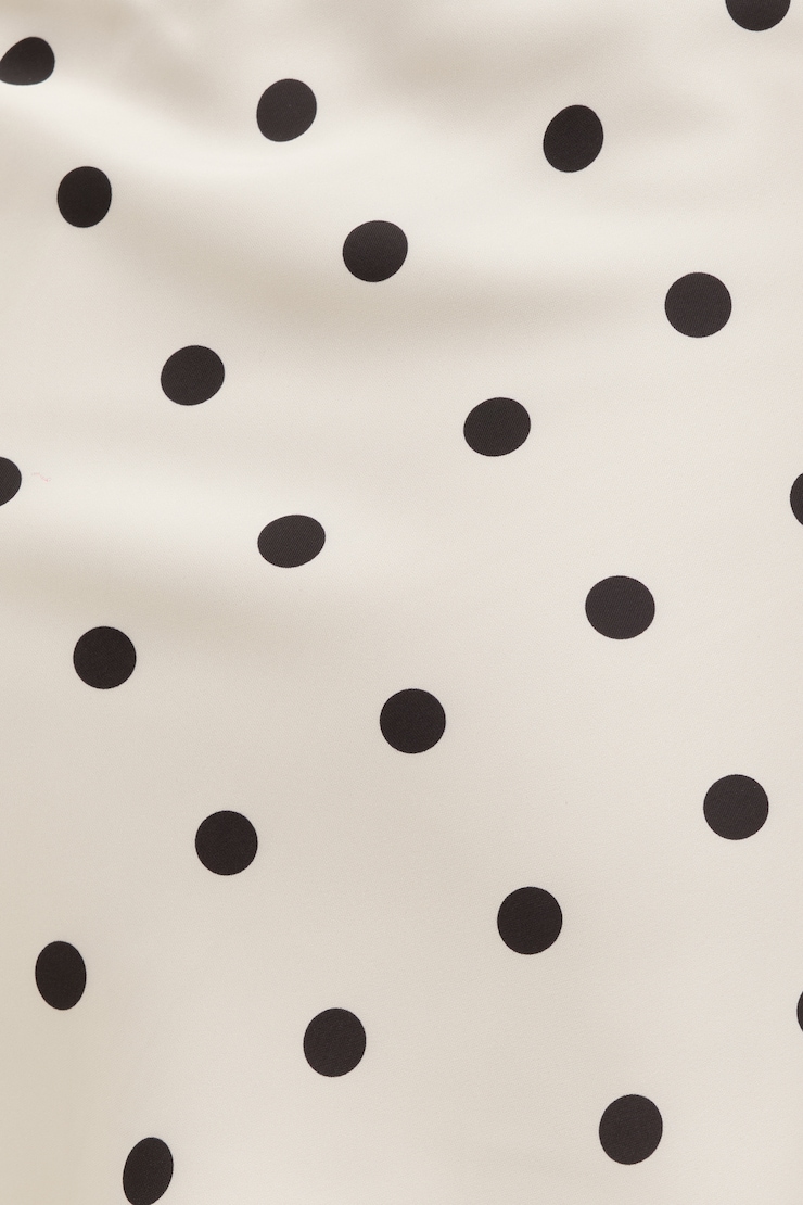 Slip Satin Mini Skirt Off White w/ Black Polka Dots large
