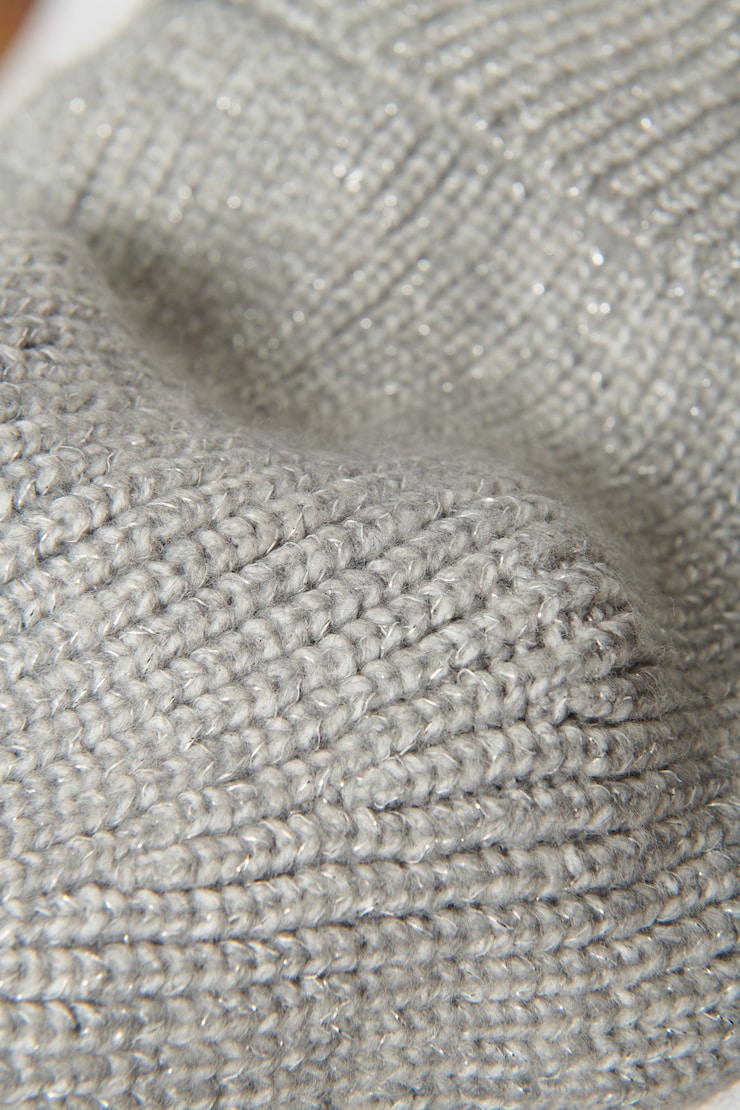 Tuque en tricot lurex Lurex gris pâle large