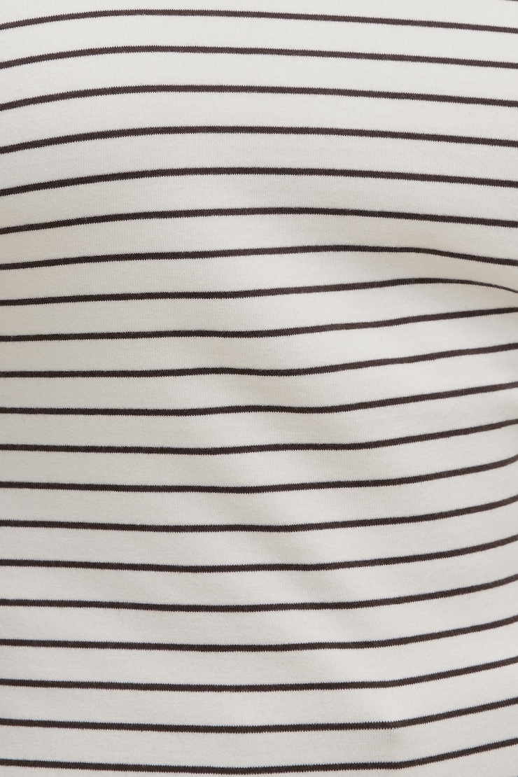 Striped Dolman Heavy Cotton Top Sea Salt Cream w/ Java Brown Stripe large