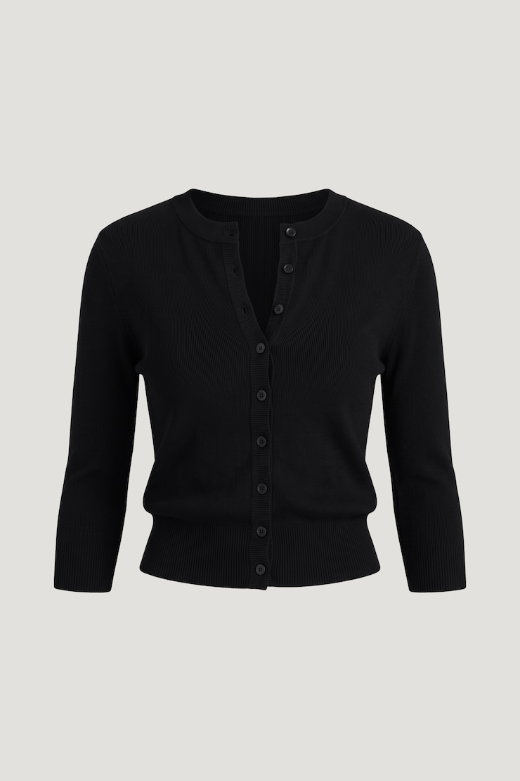 Rebecca 3/4 Sleeve Cardigan Jet Black large
