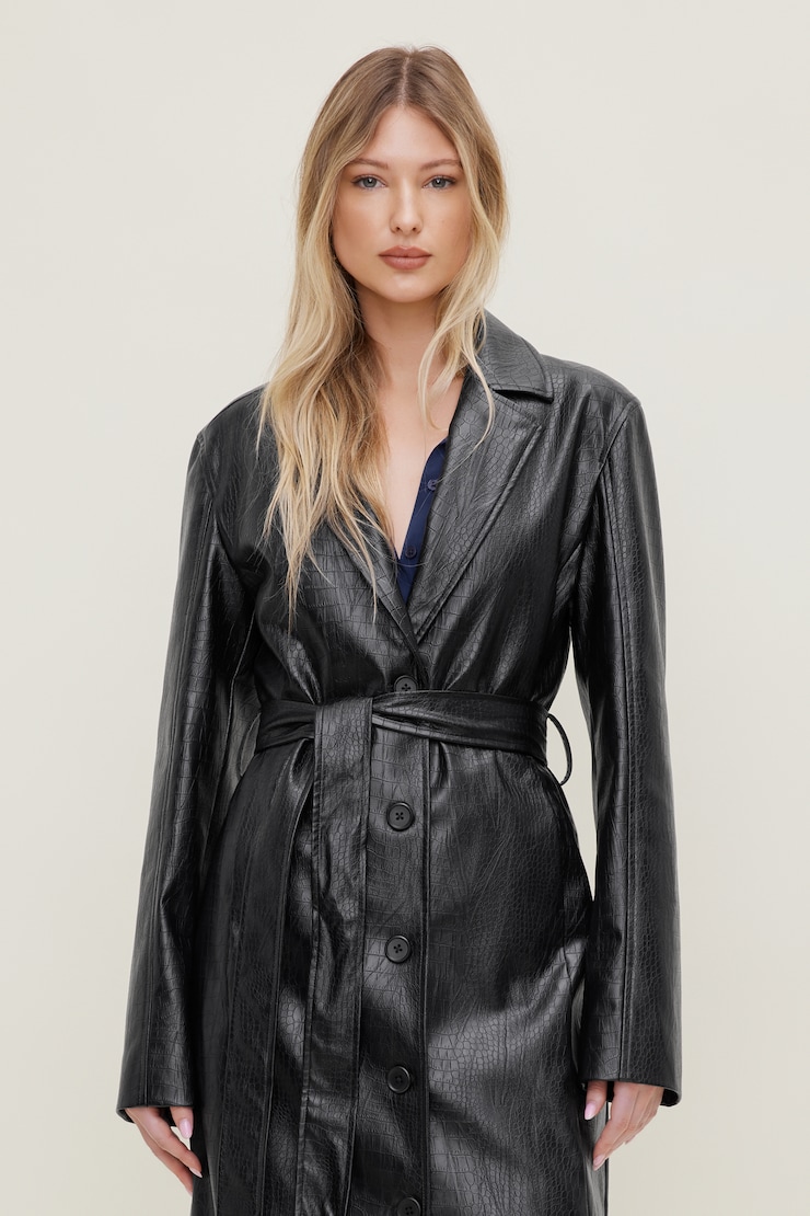 Trench en faux cuir à motif croco