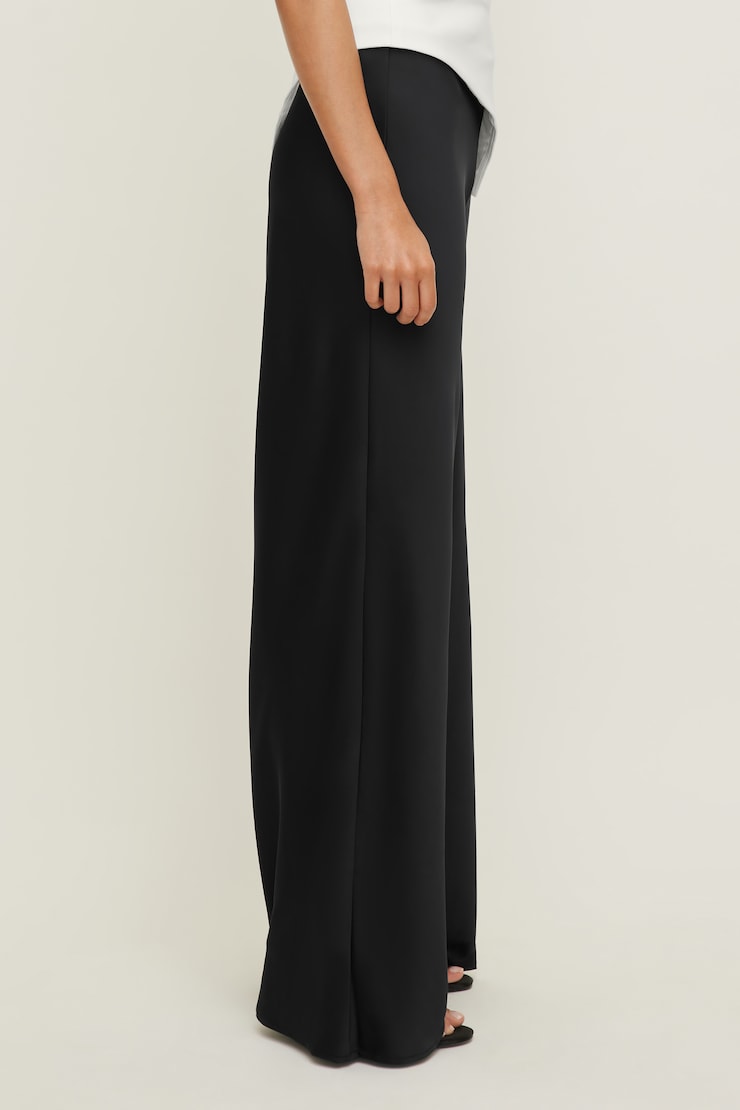 Izzy Wide Leg Satin Pants Jet Black large