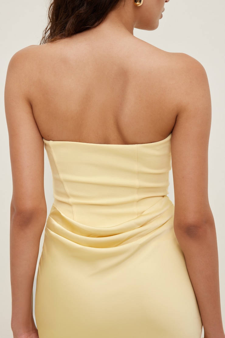 Blaire Corset Maxi Dress Pale Yellow large