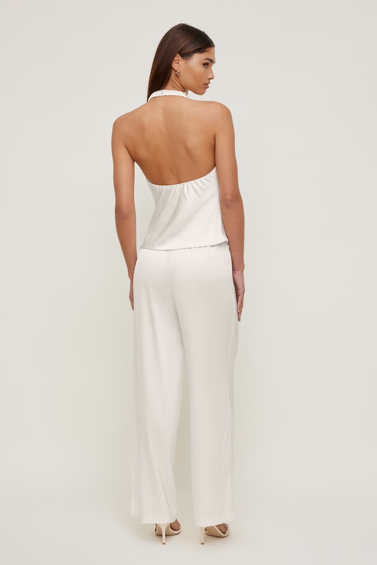 Leo Satin Wide Leg Pants Sea Salt Cream large