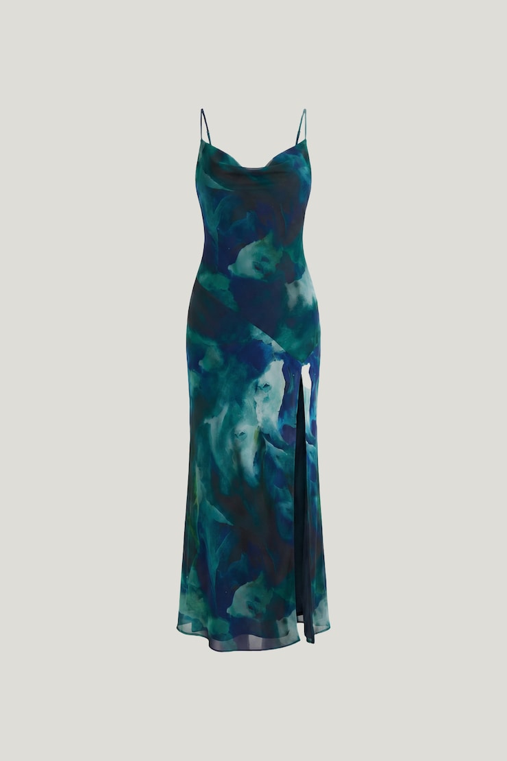 Lucia Maxi Slip Dress Blue Abstract large